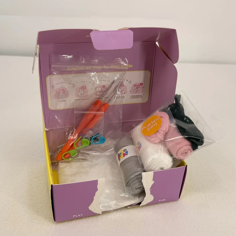 KroTek Beginner Crochet Kit with Yarn Hooks Stitch Markers and Video Tutorials